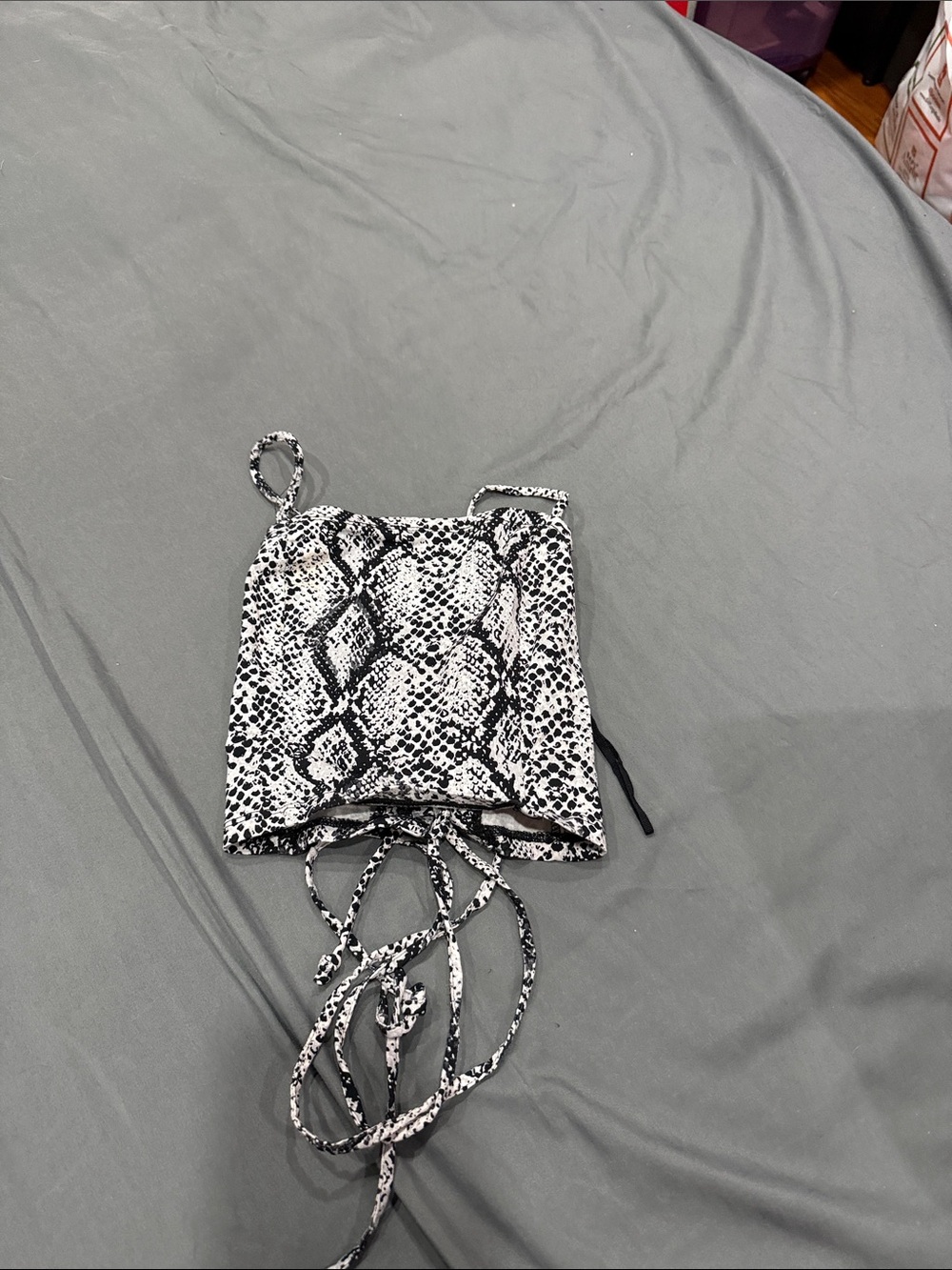 Black & White Snake Print Drawstring top